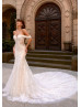 Off Shoulder Lace Tulle Sheer Back Sexy Wedding Dress Off Shoulder Lace Tulle Sheer Back Sexy Wedding Dress
